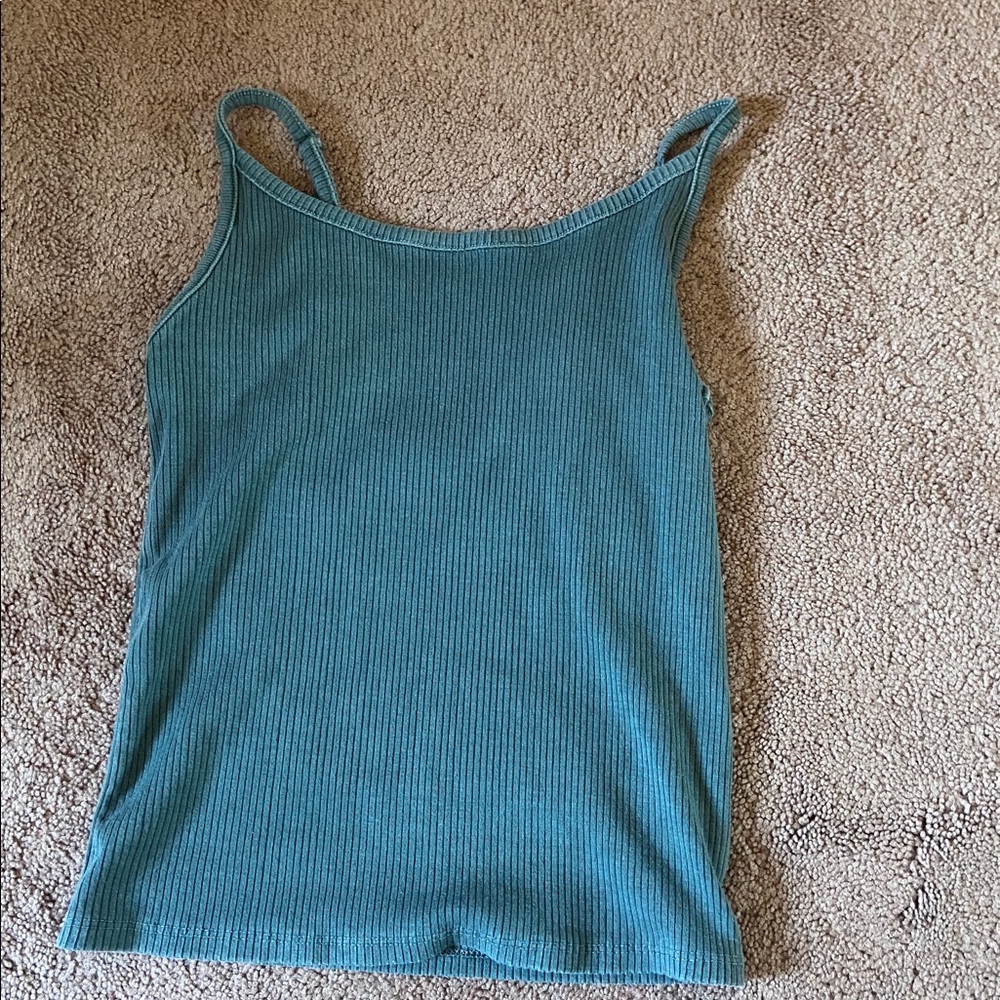 American Eagle Outfitters Teal Ribbed Tank Top